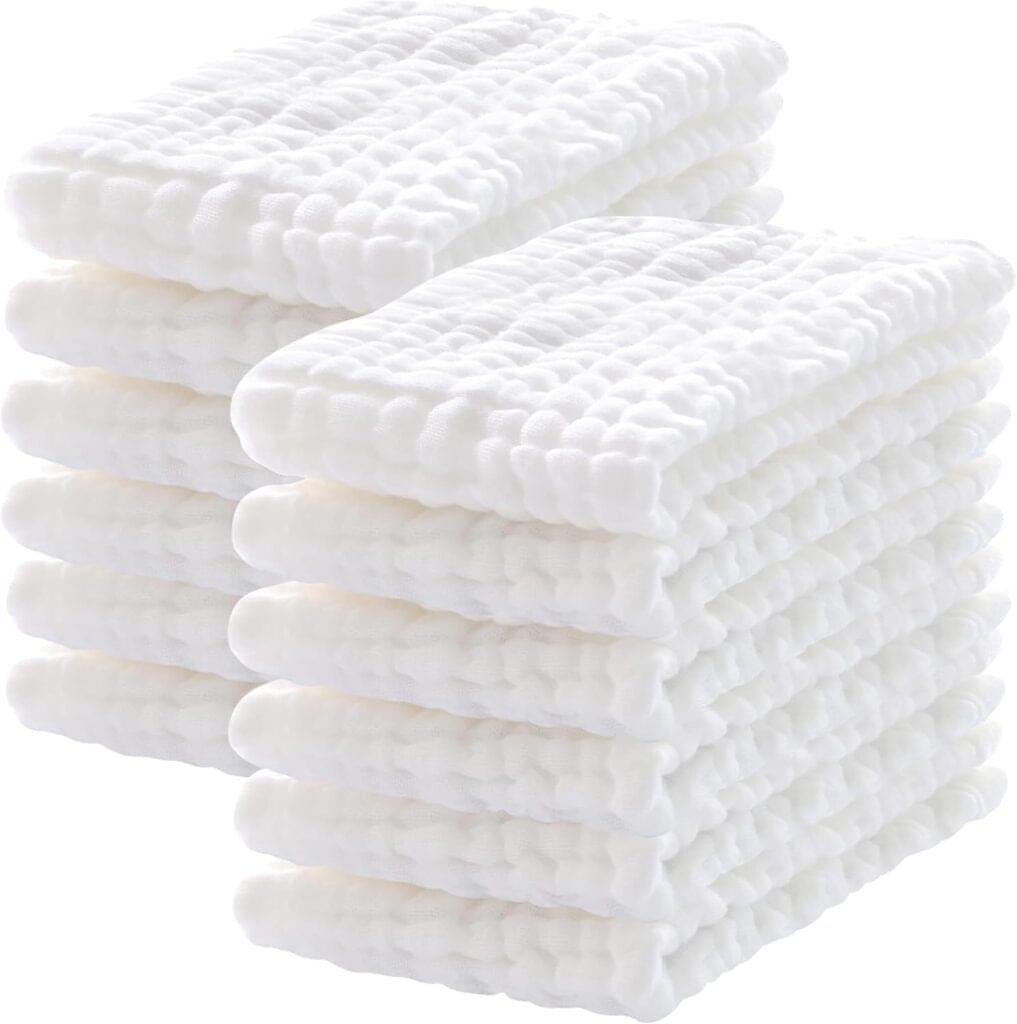 12 pack muslin burp cloths 100 cotton muslin cloth 3 12 Pack Muslin Burp Cloths 100% Cotton Muslin Cloths Large 20''x10'' Extra Soft and Absorbent Baby Burping Cloth - White